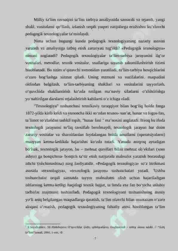 Boshlang‘ich sinflarda matеmatikadan amaliy ishlar va ularni tashkil qilish mеtоdikasi.(1-sinf misolida) 7
