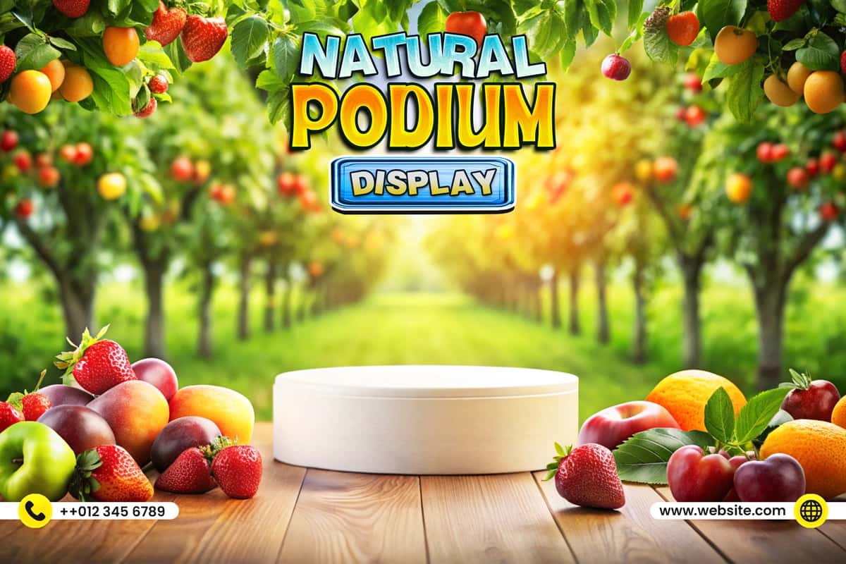 Tabiiy mahsulot namoyishi 3D podium foni | Natural product display 3d podium background 1