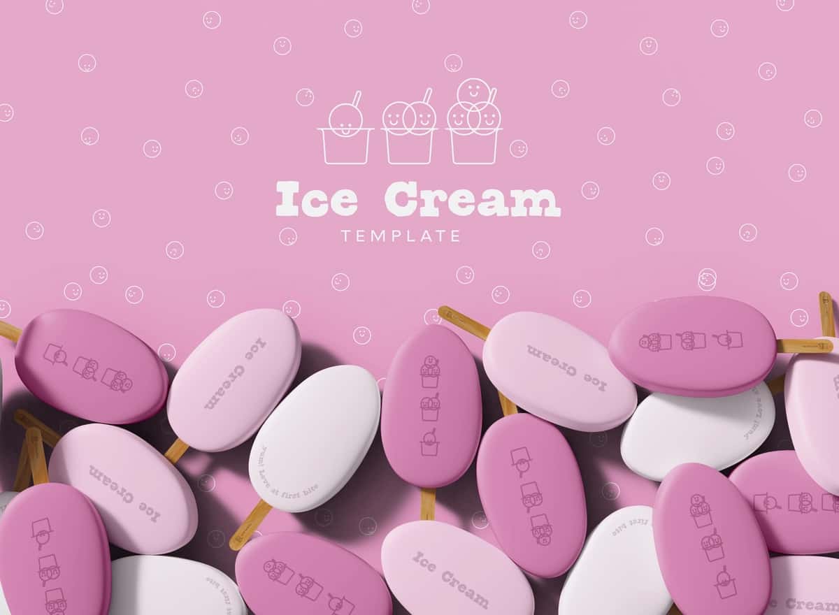 Copyspace maketi bilan 3D tasodifiy muzqaymoq barlari | 3d random ice cream bars with copyspace mockup 1