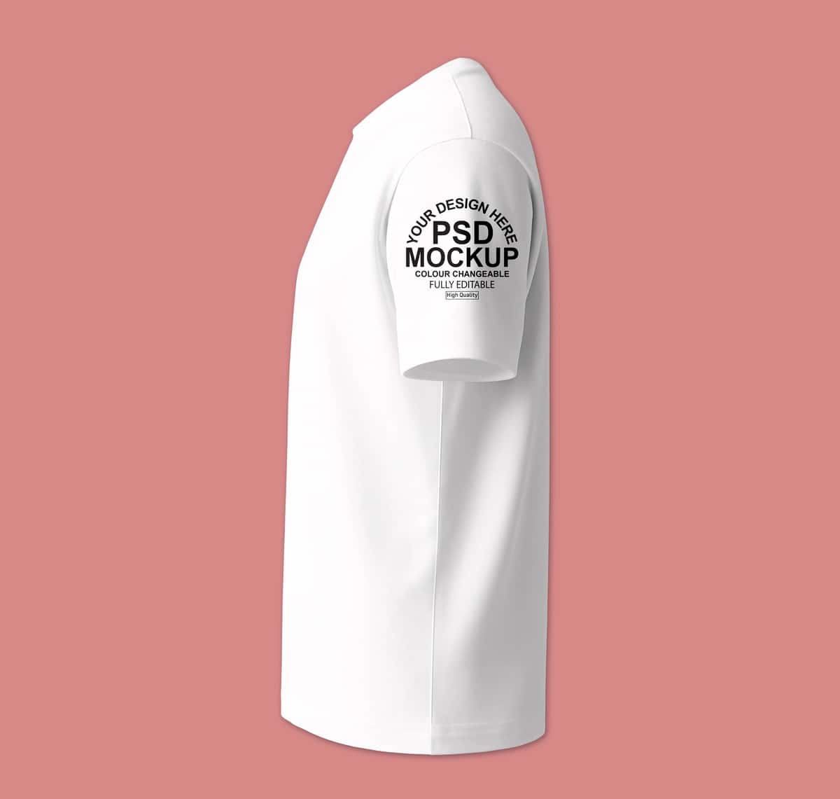 Oq futbolka maketining yon ko'rinishi | White tshirt mockup side view 1