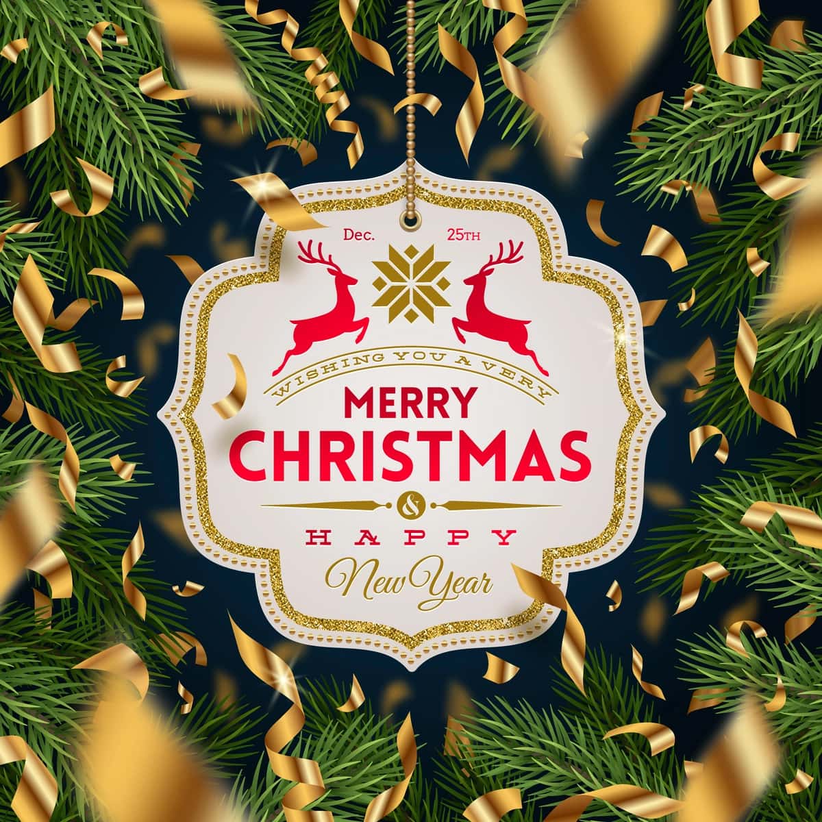 Oltin folga konfeti Rojdestvo daraxti bilan banner | Banner with christmas greeting golden foil confetti christmas tree 1