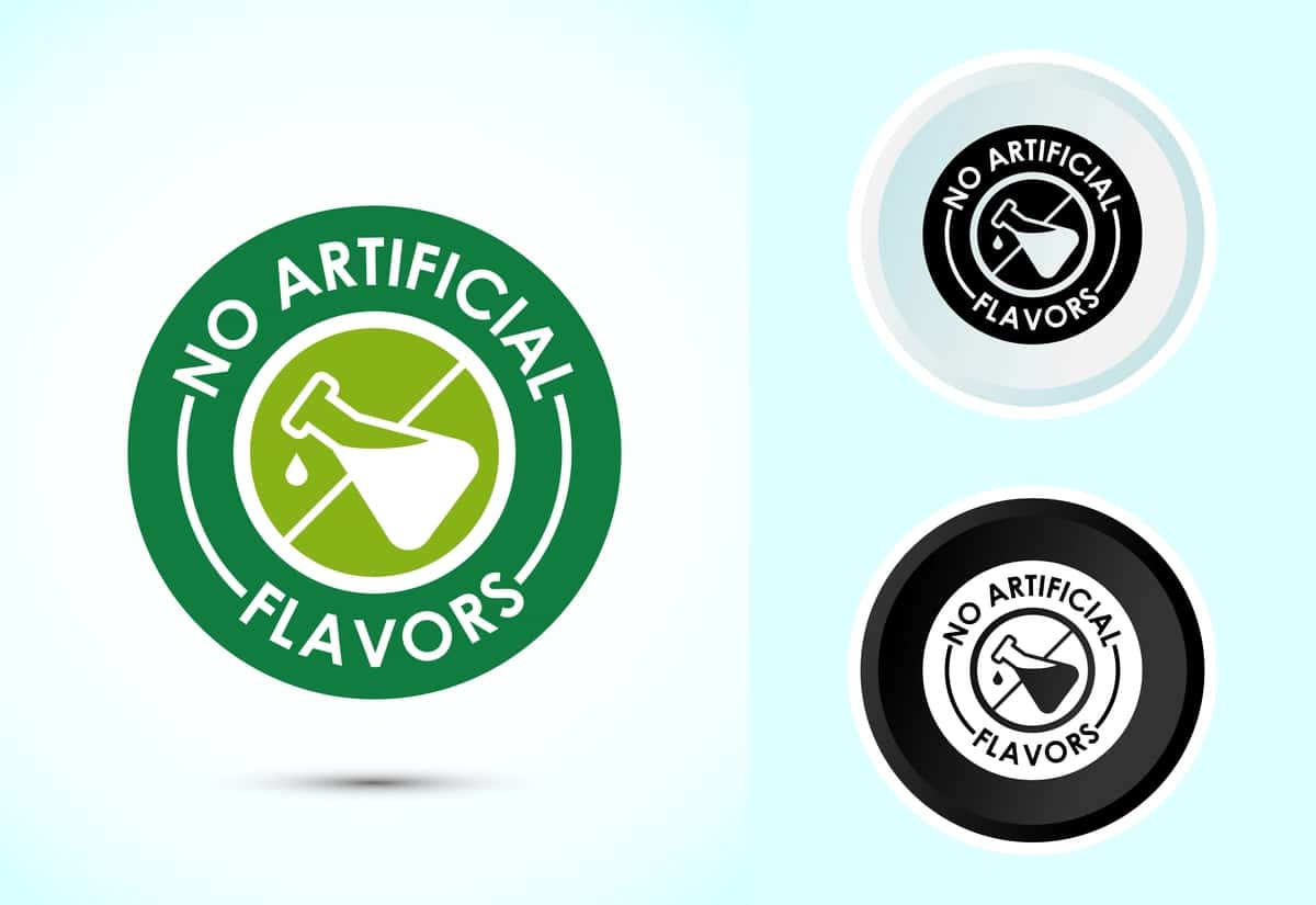Sun'iy lazzat belgisi yo'q | No artificial flavor icon design illustration artificial flavor 1