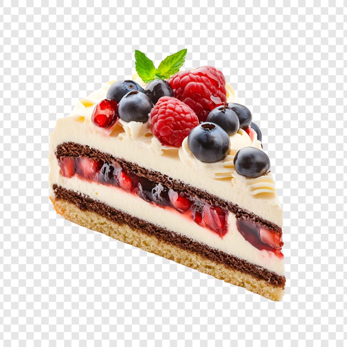 Rezavorlar kremi bilan qatlamli tort bo'lagi | Layered cake slice with berries cream 1