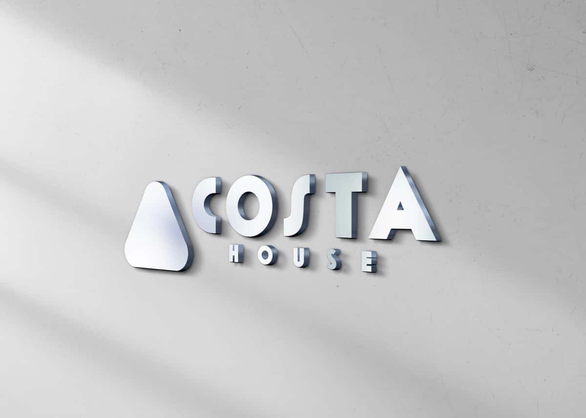 Soyali 3D metall logotipli devor | 3d metallic logo mockup wall with shadows 1