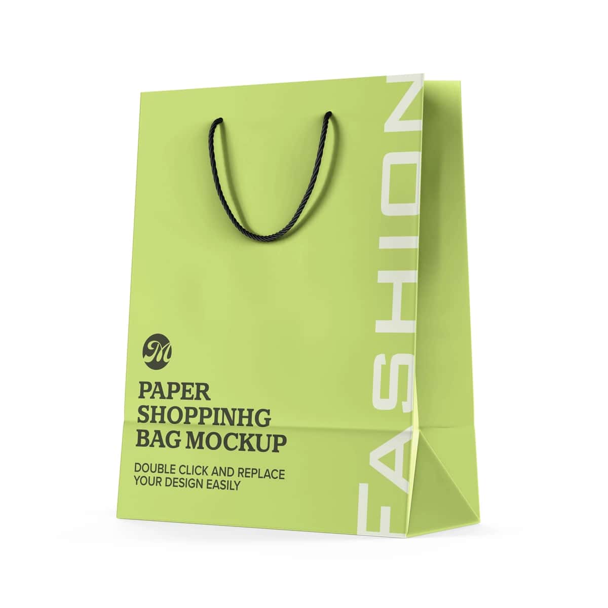 Arqon dastasi maketi bilan qog'oz xarid qilish sumkasi | Paper shopping bag with rope handle mockup branding 1
