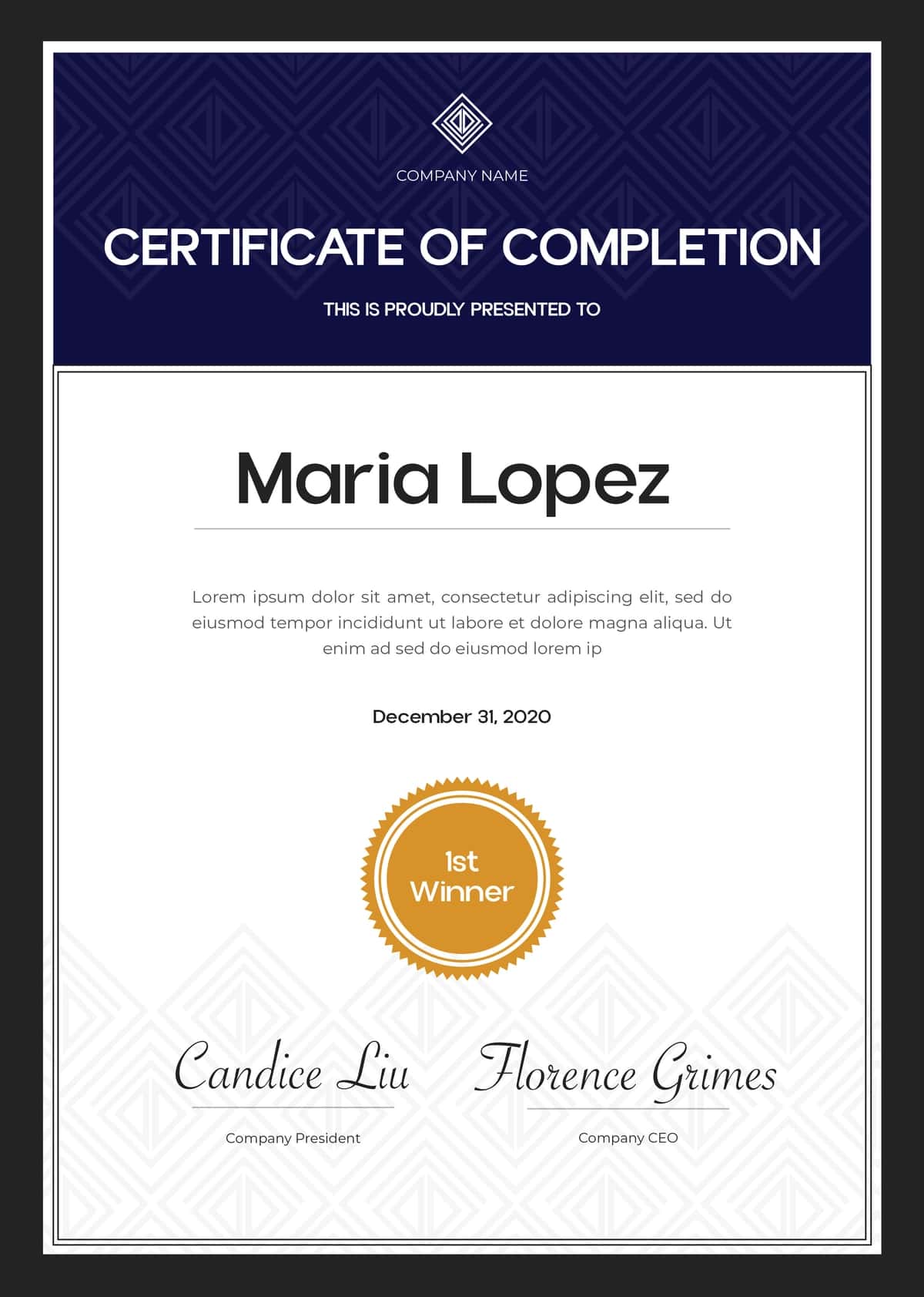 Sertifikat shablonini to'ldirish | Certificate template completion 1