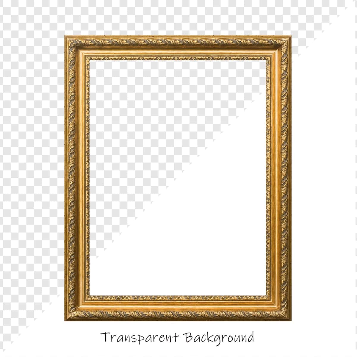 Naqshinkor detallarga ega oltin rangli to'rtburchaklar rasm ramkasi | Golden rectangular picture frame with ornate details 1