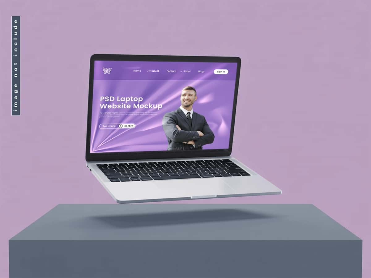 Suzuvchi noutbuk maketi | Floating laptop mockup 1