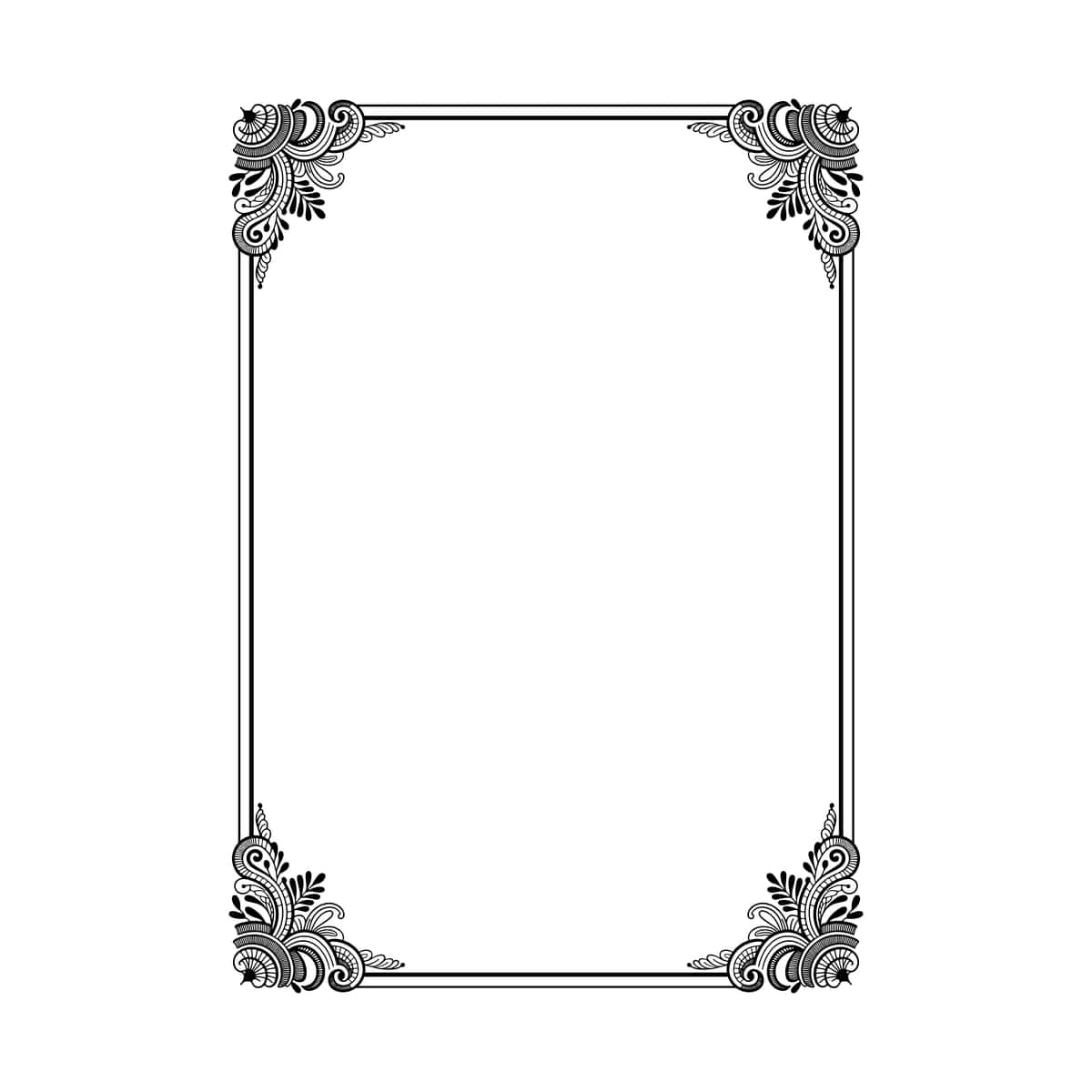 Burchak bezaklari bilan bezatilgan nafis chegara ramkasi | Elegant border frame with ornate corner decorations 1