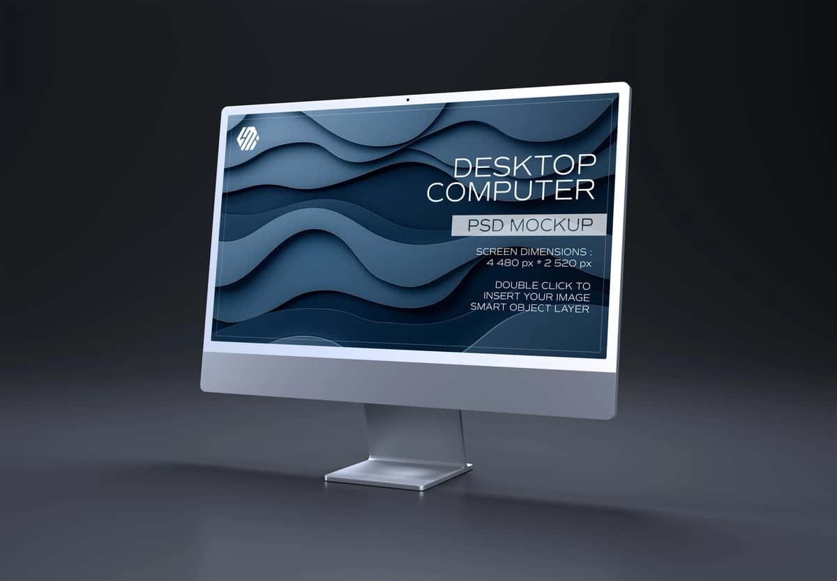 Ish stoli kompyuter ekrani izolyatsiya qilingan qora maket | Desktop computer display isolated black mockup 1