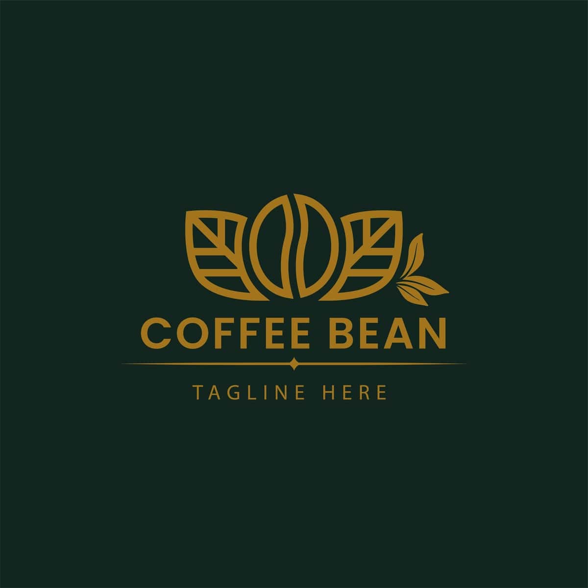 Barglari tushirilgan nafis kofe loviyalari logotipi | Elegant coffee bean logo with leaves 1