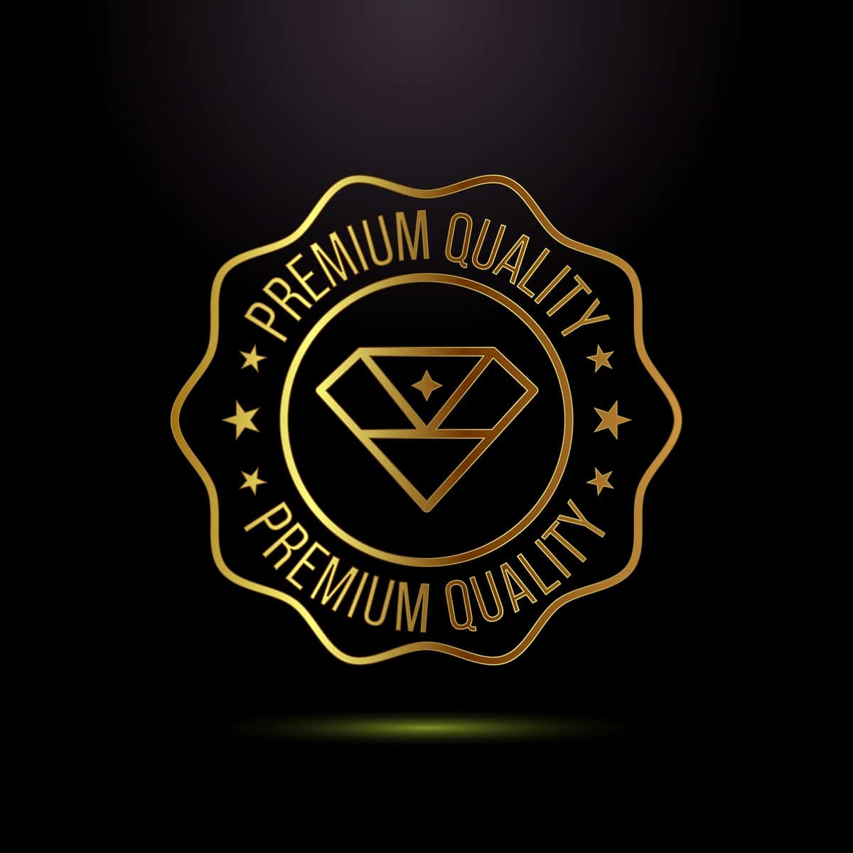 Yulduzli olmos logotipi tushirilgan yuqori sifatli oltin muhr nishoni | Premium quality gold seal badge with star diamond logo 1