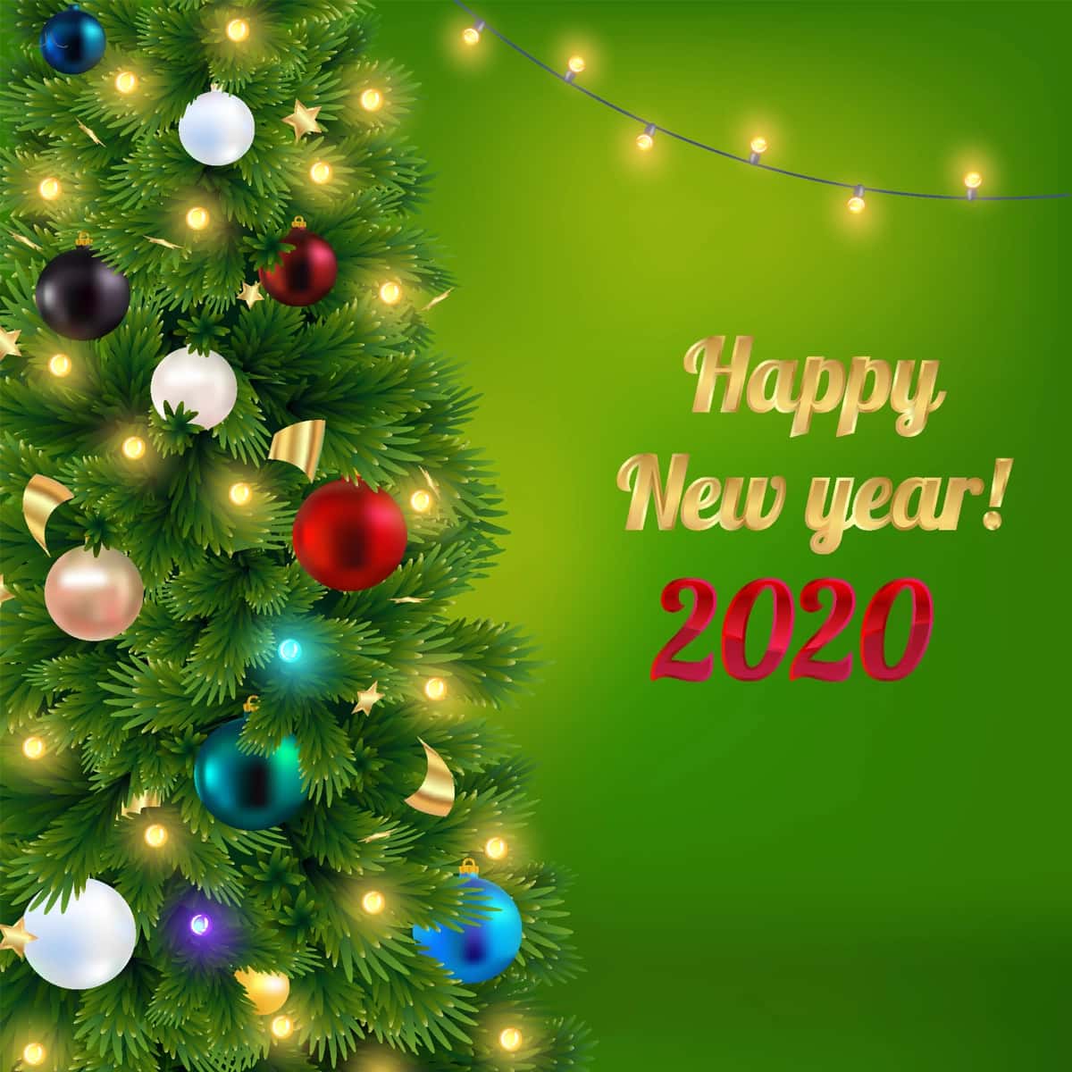 Rojdestvo daraxti bilan yangi 2020 yil tabriknomasi | Happy new year 2020 greeting card with christmas tree 1