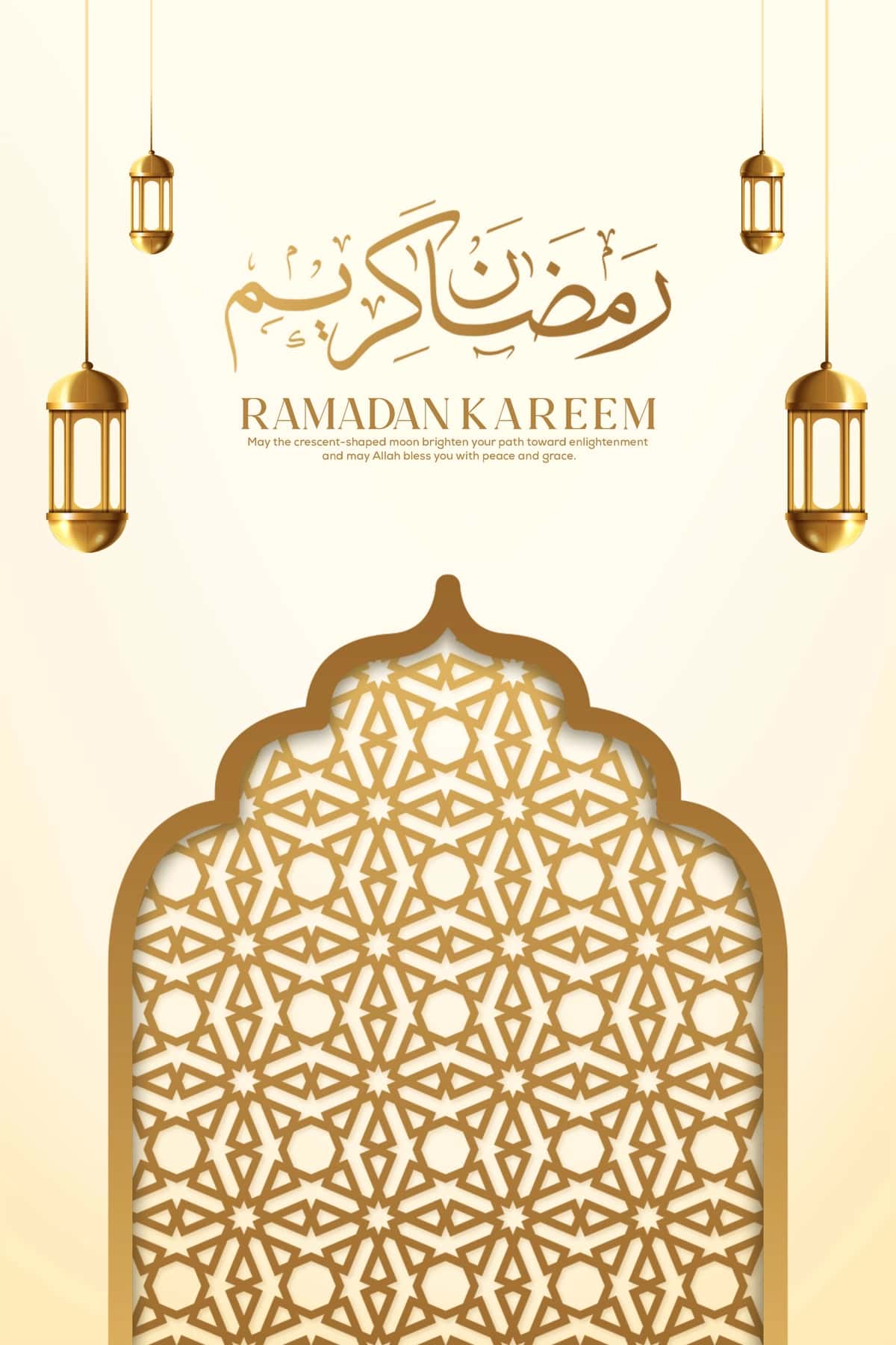Ramazon kareem islomiy tabrik foni oltin 3D yarim oy | Ramadan kareem islamic greeting background golden 3d crescent moon 1