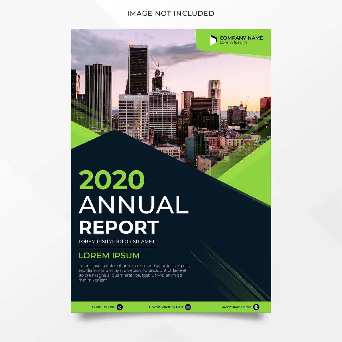 Yashil shaklli mavhum yillik hisobot dizayni | Abstract annual report design with green shape 1