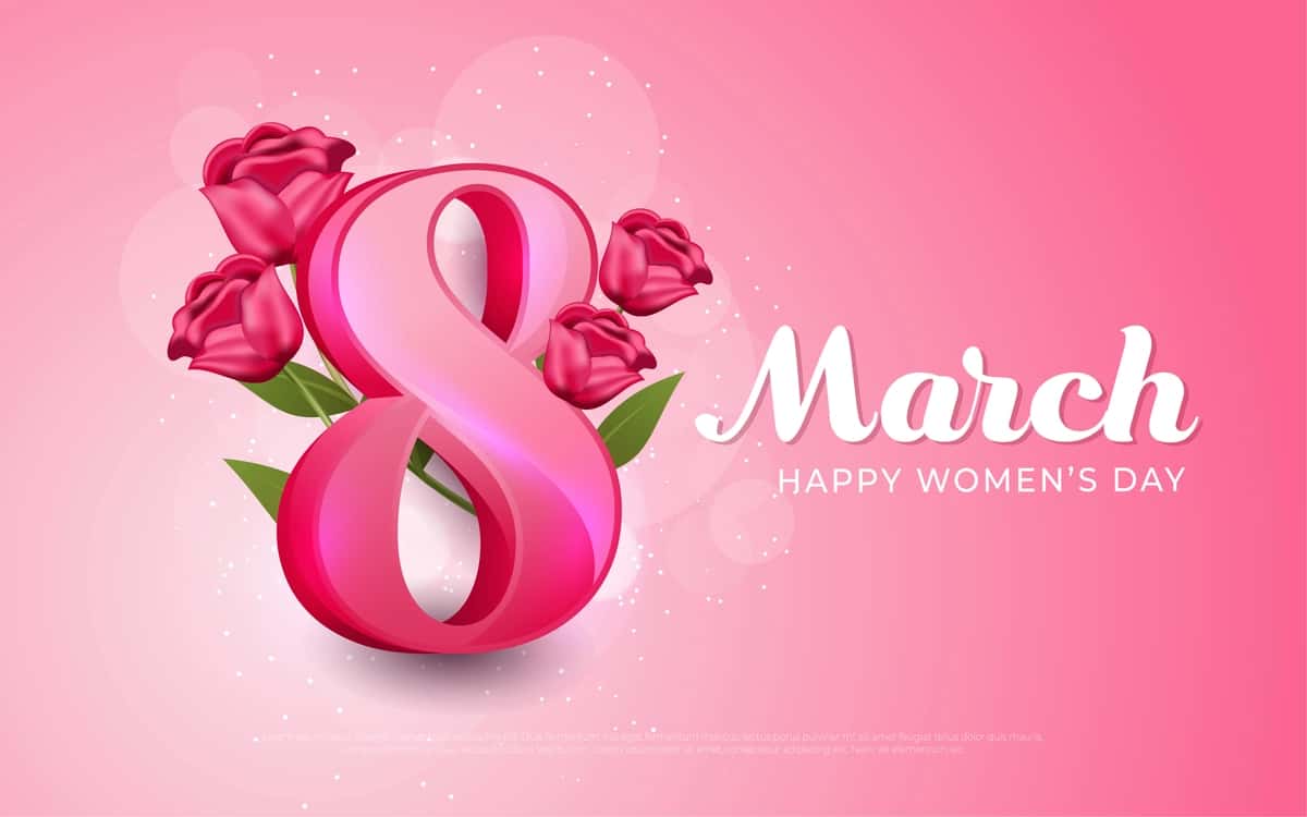 8-mart ayollar kuni bilan pushti realistik uslub | March 8 happy women s day pink realistic style 1