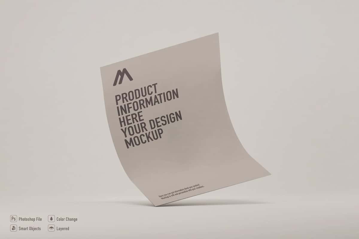 Yumshoq rangdagi qog'oz varag'i maketi | Paper sheet mockup soft color 1