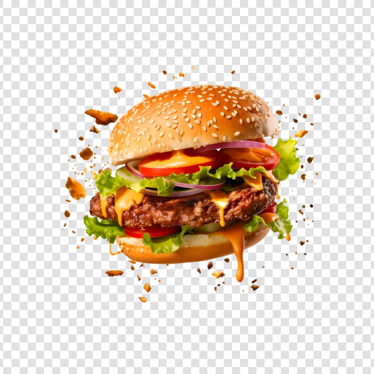 Mol go'shti pishloqli, pomidor sousli yangi va mazali uchuvchi burger | Fresh delicious flying burger with beef cheese tomato sauce lettuce 1