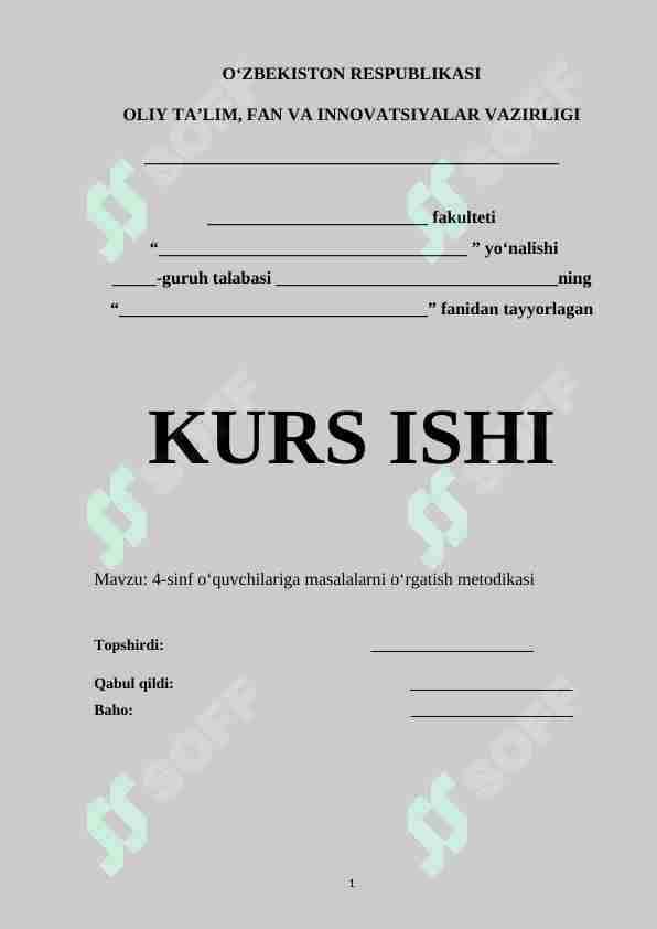 4-sinf o‘quvchilariga masalalarni o‘rgatish metodikasi