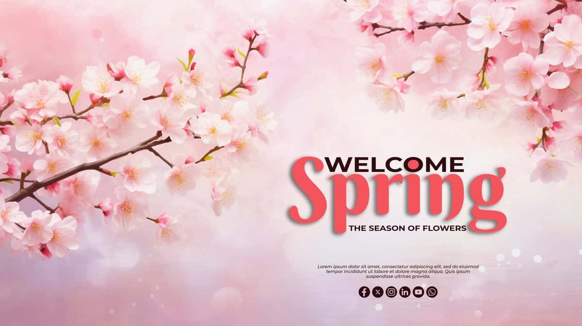 Haqiqiy psd fonli bahorgi maxsus tabriknoma | Spring special greeting card with realistic psd background 1