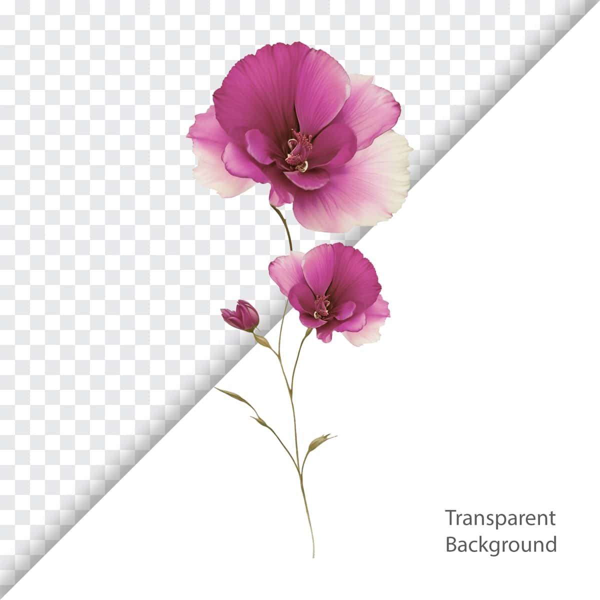 Akvarel binafsha gullar shaffof fon | Watercolor purple flowers transparent background 1