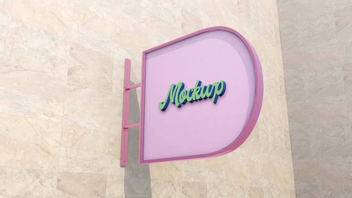 Logotip belgisi maketi mahkamlangan devor | Logo sign mockup pinned wall 1