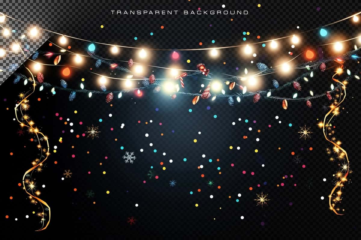 Rangli Rojdestvo chiroqlari shaffof fon | Colorful christmas lights transparent background 1