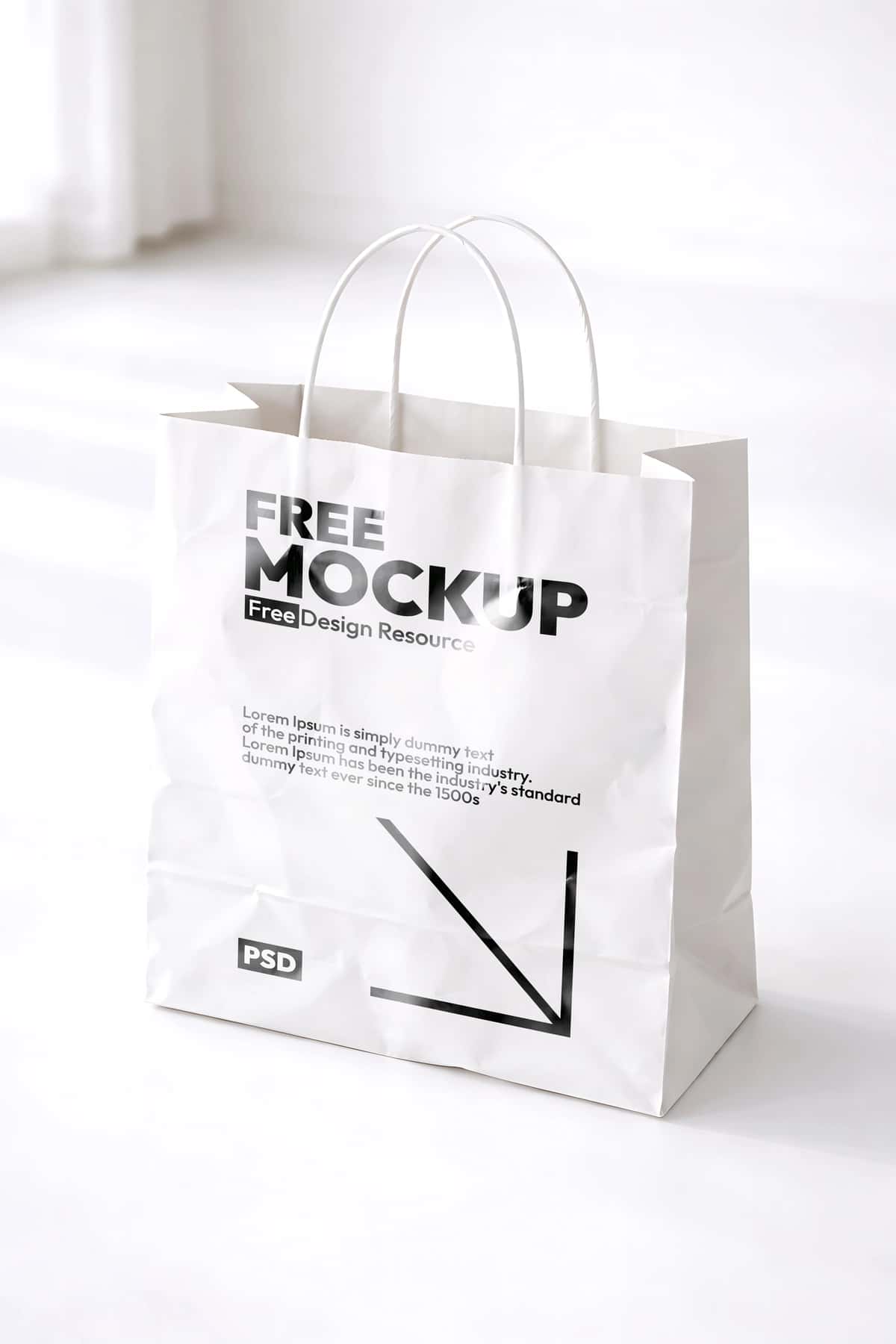 Oq qog'ozli xarid sumkasi maketi | White paper shopping bag mockup 1