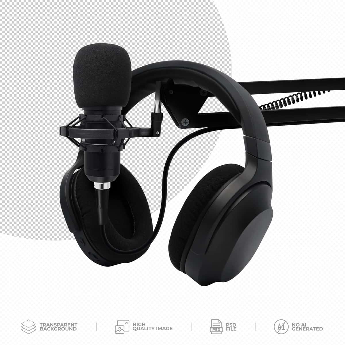 Mikrofon naushniklar shaffof fon psd | Microphone headphones transparent background psd 1