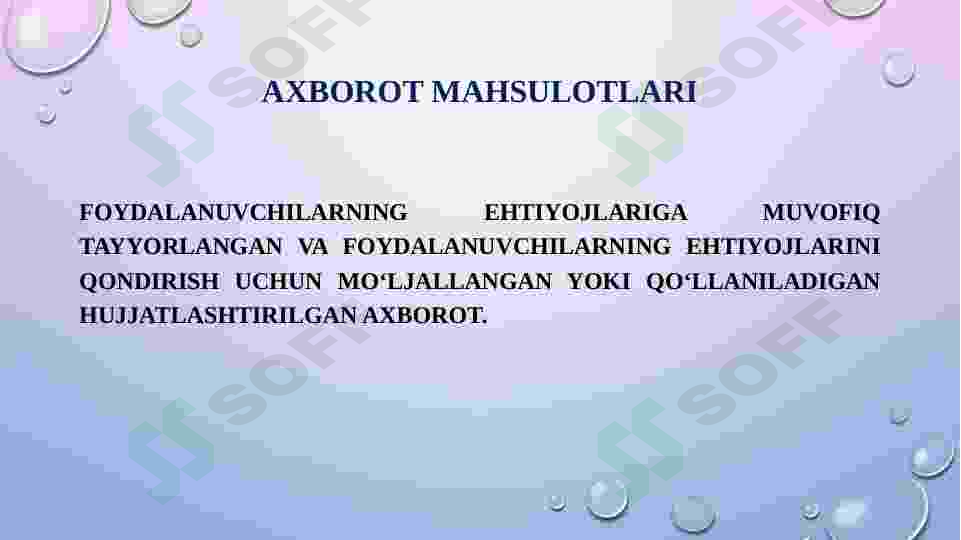 Axborot mahsulotlari va xizmatlari yaratish metodikasi 2