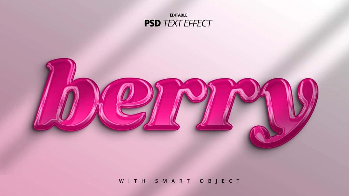 Berry pushti yumshoq 3D matn effekti | Berry pink soft 3d text effect 1