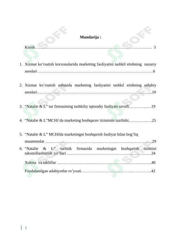 Xizmat ko’rsatish sohasida marketing faoliyatini tashkil etish 1