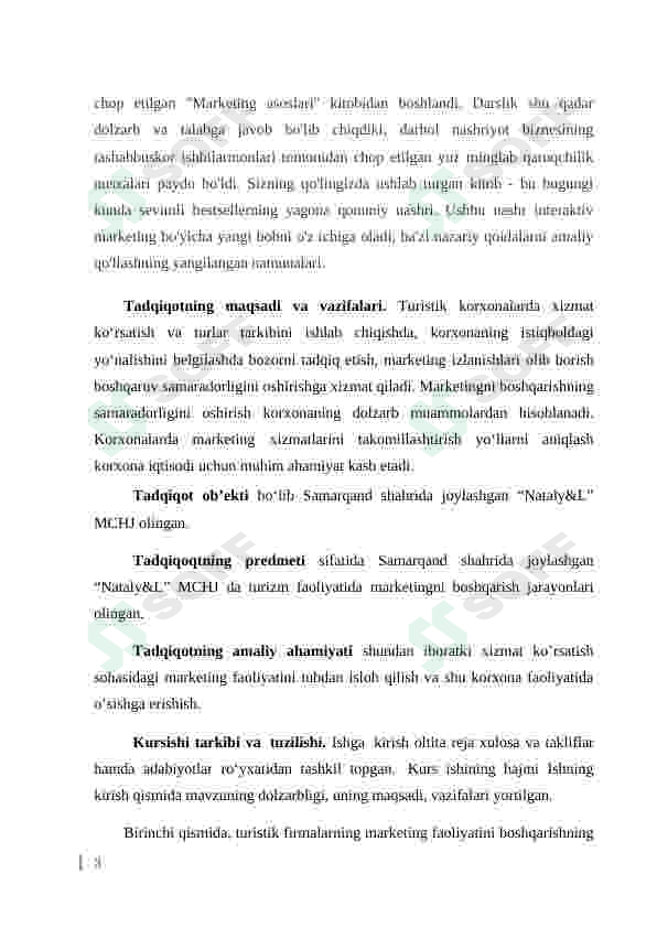 Xizmat ko’rsatish sohasida marketing faoliyatini tashkil etish 3