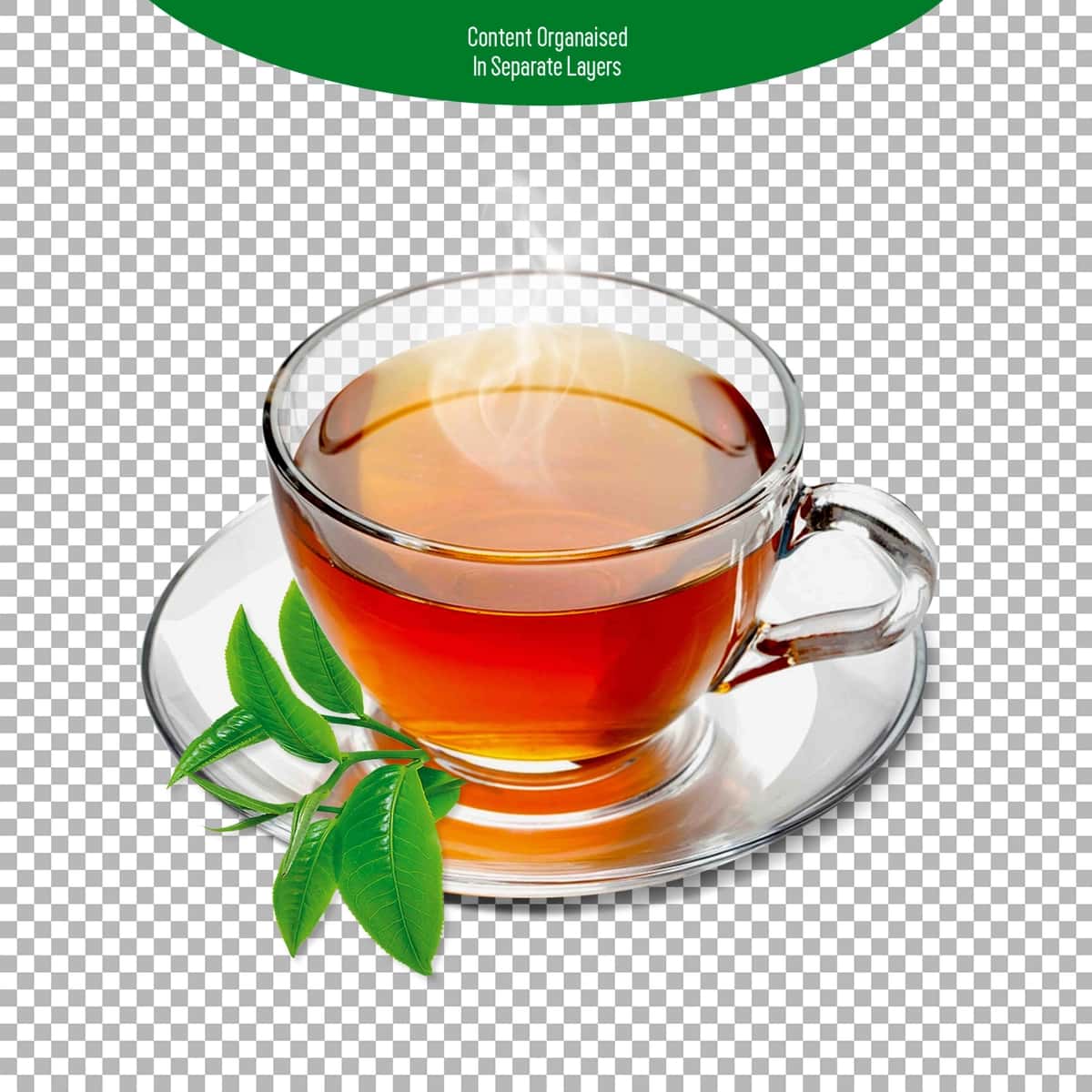 Psd qora choy shaffof stakan izolyatsiyalangan shaffof fon | Psd black tea transparent cup isolated transparent background 1