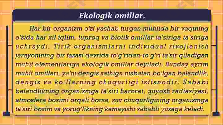 Ekologik omillar.  Ekologiyaning biznesga ta’siri.  Texnologik o’zgarishlarning  biznesga ta’siri. 3