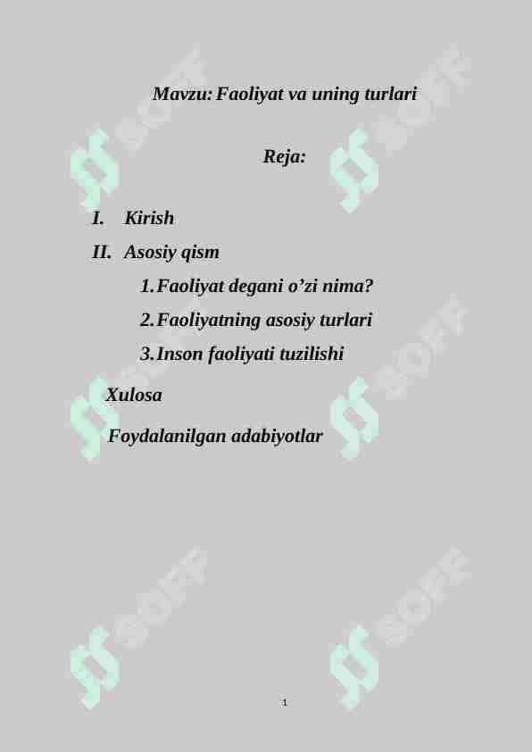Faoliyat va uning turlari 1