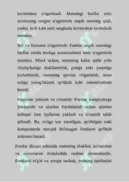Fontlar bilan ishlash   mantni hajmi,kattaligi 3