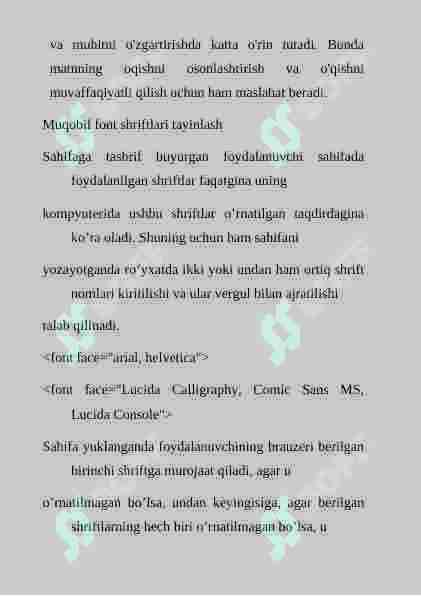 Fontlar bilan ishlash   mantni hajmi,kattaligi 4