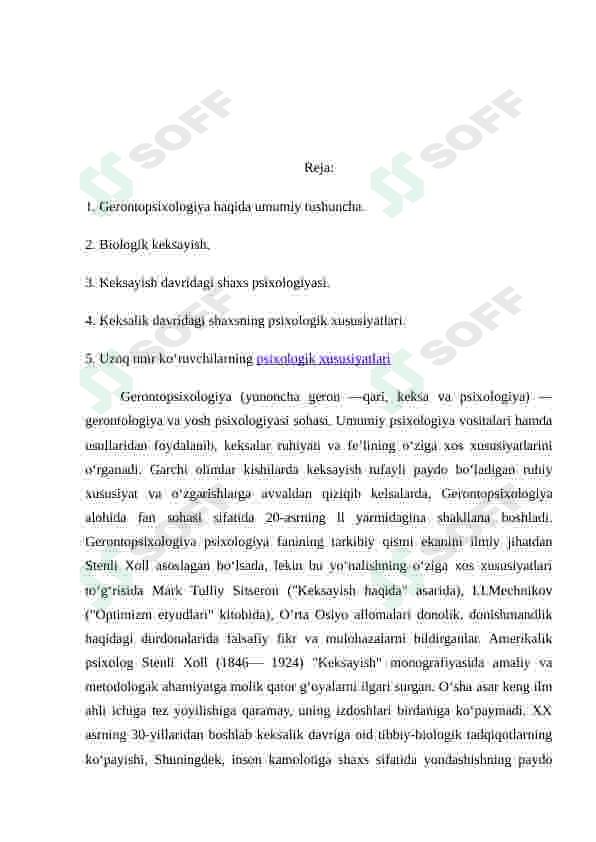 Gerontopsixologiya Mustaqil ish 2
