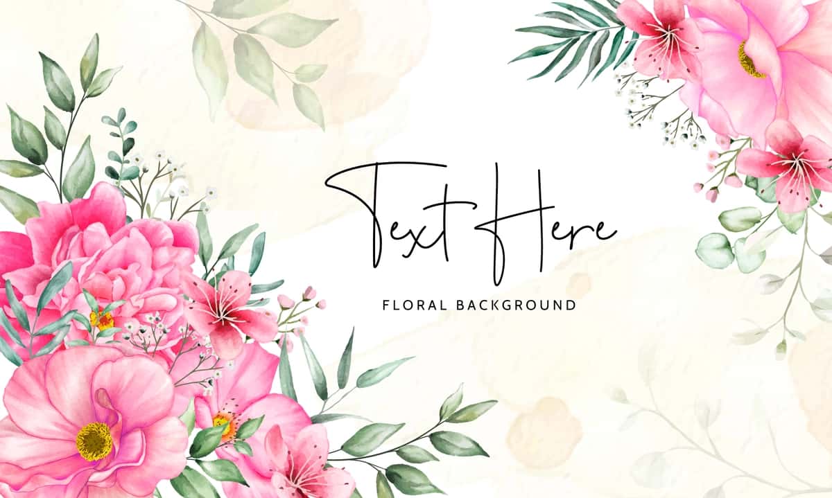 Chiroyli gul barglari tushirilgan gulli fon, akvarel to'plami | Floral background with beautiful flower leaves watercolor set 1