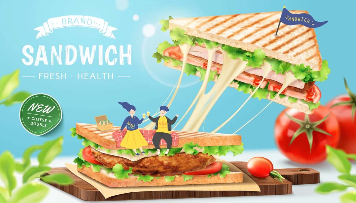 Chiroyli er-xotin maydalangan tovuqli pishloqli sendvich reklamalari | Stringy cheese chicken sandwich ads with lovely couple chopping 1
