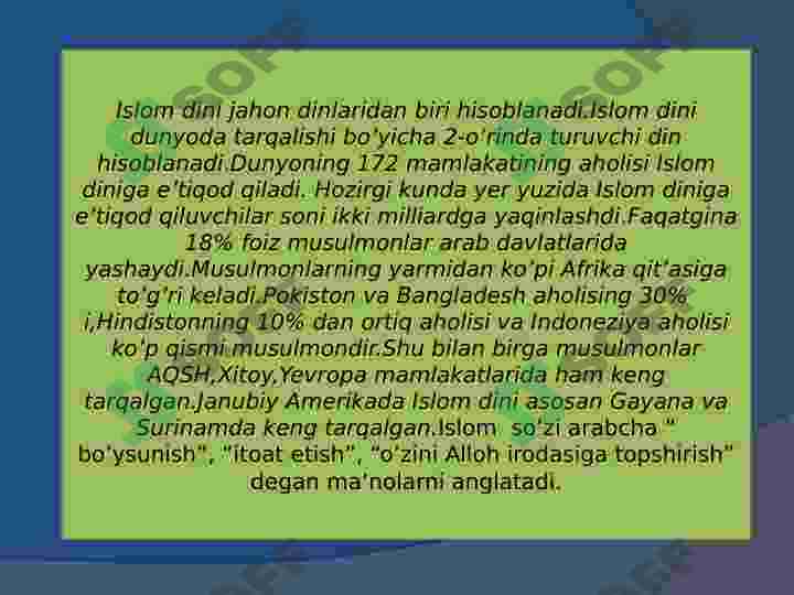 Islom dinining paydo bo'lishida ijtimoiy-siyosiy va madaniy sharoitlar 3