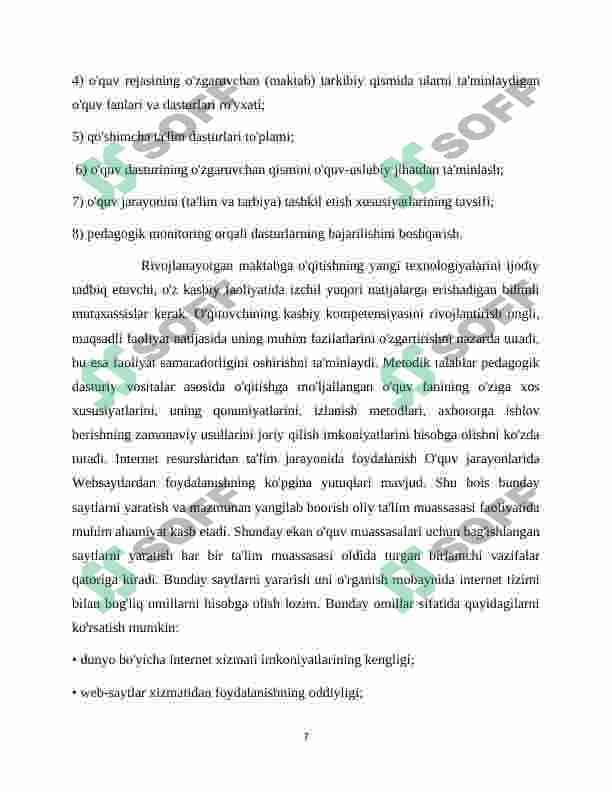 Talimni tizimini boshqaruvchi o’quv meyoriy hujjatlar 7