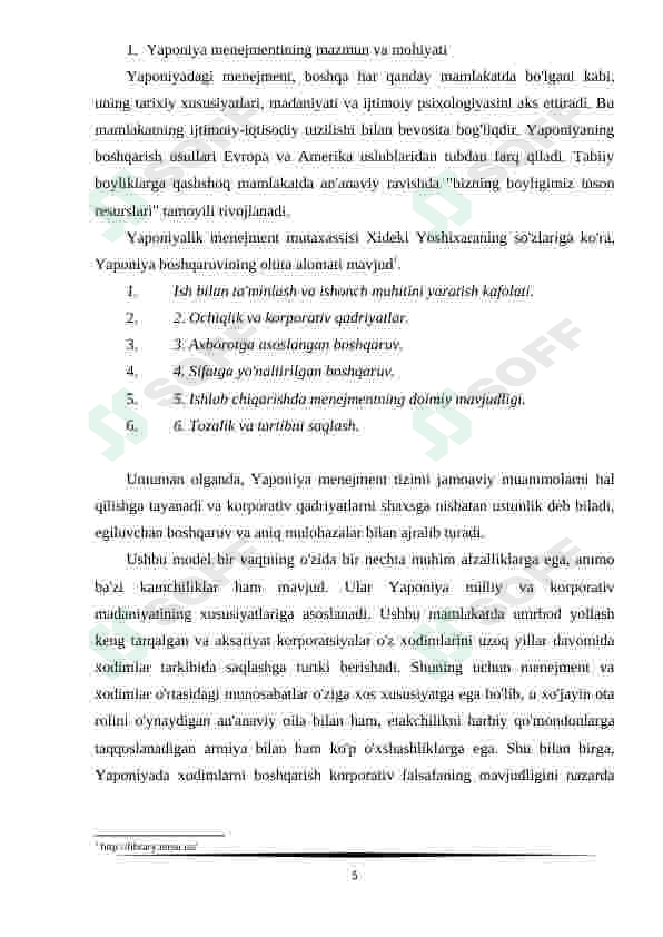 Menejmentning Yapon modeli va uning mazmuni 5