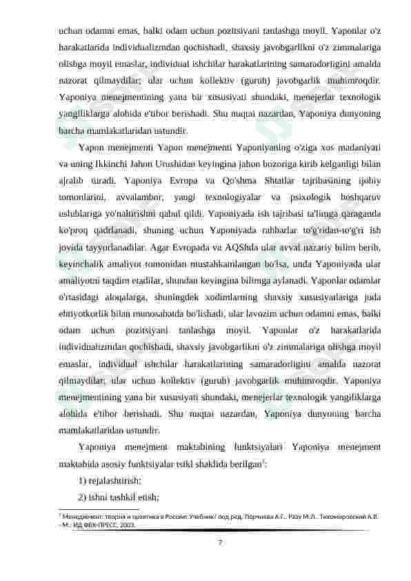 Menejmentning Yapon modeli va uning mazmuni 7