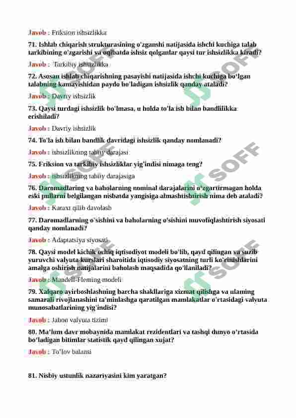 Makroiqtisodiyot fanidan yakuniy testlar javobi bilan 8