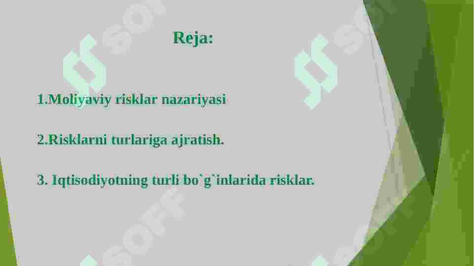 Moliya va risklar 2