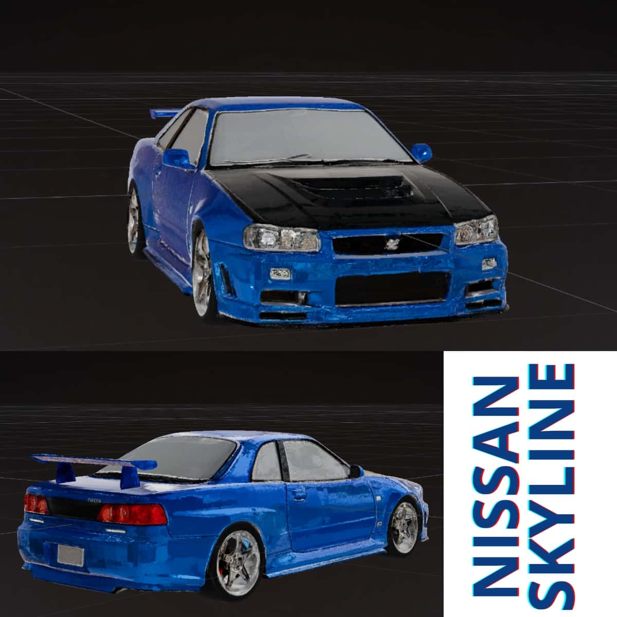 Nissan Skyline GTR blue 3d 1