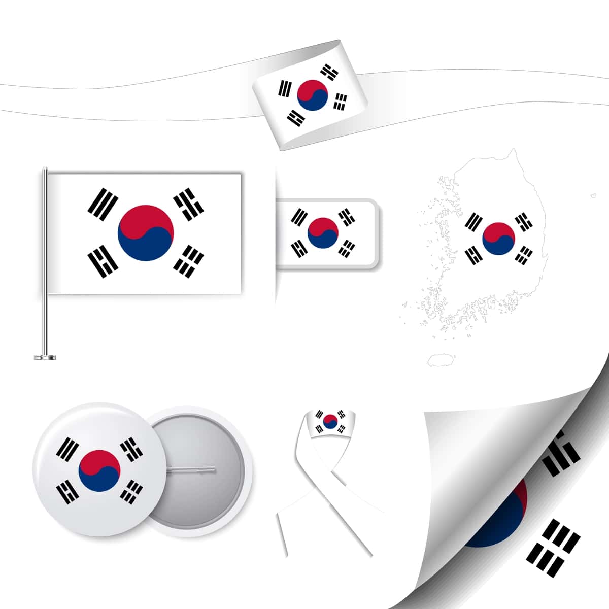 Janubiy Koreya bayrog'i bilan ish yuritish to'plami | Stationery collection with flag south korea idesign 1