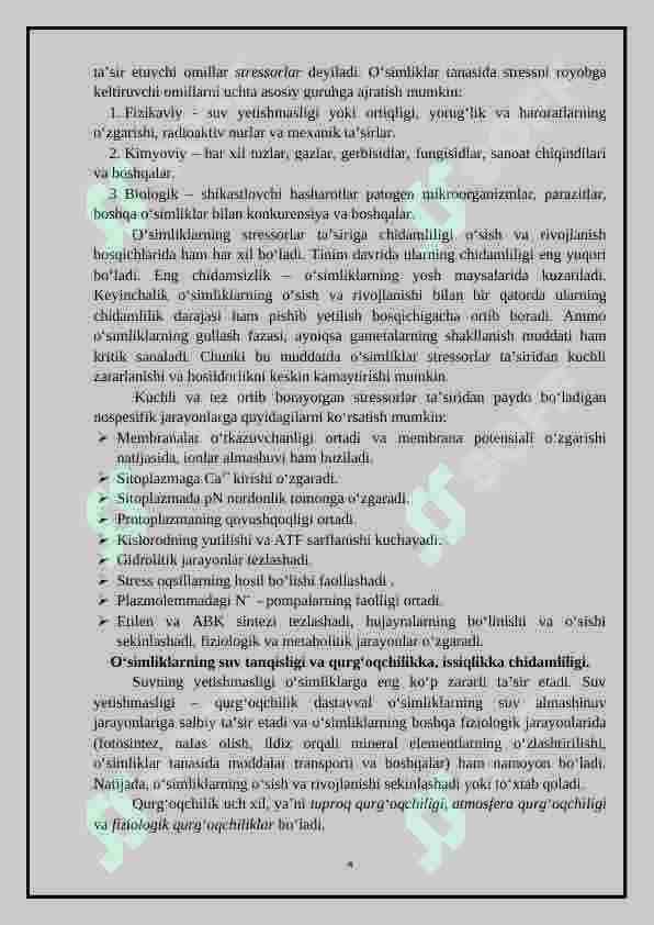 O’simliklarning chidamliligiga o’sish va rivojlanishning ta’siri 3
